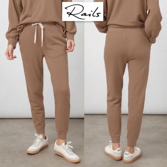 RAILS OAKLAND BOTTOMS TOFFEE L Jogger Pants Cosy Soft Loungewear Athleisure - Picture 1 of 15